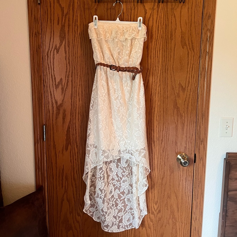 Beautiful Ivory Lace High Low Dress